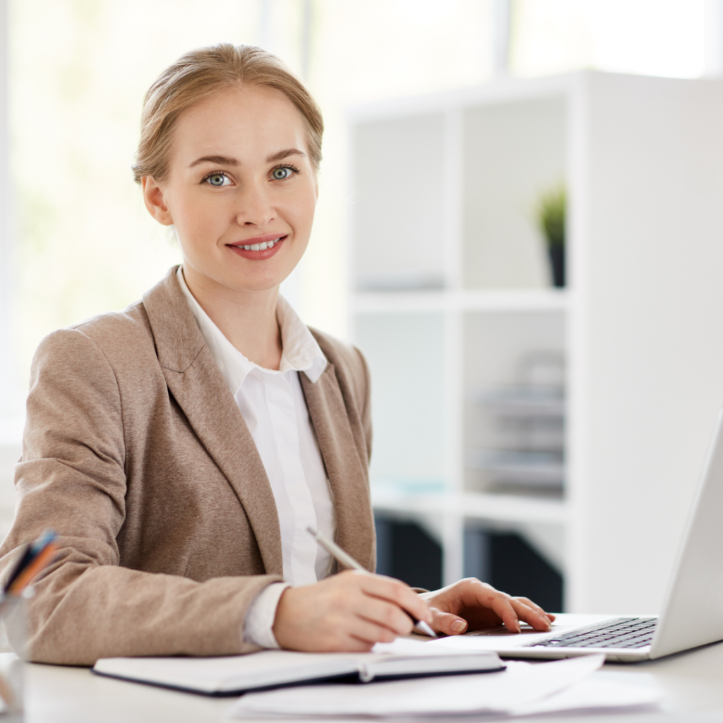 Financial Neutral sitting at desk